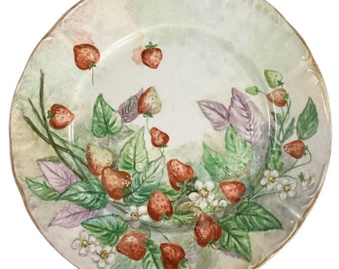 Vintage Hand Painted Plate Strawberry’s Clara Swartzweller