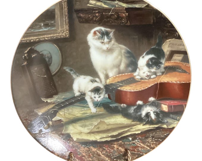 Vintage Porcelain Plate “String Quartet” WL George VICTORIAN CATS Collection