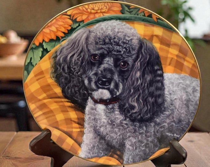 Vintage Porcelain Plate “Falling For You” Danbury Mint Collection POODLES 8.25”