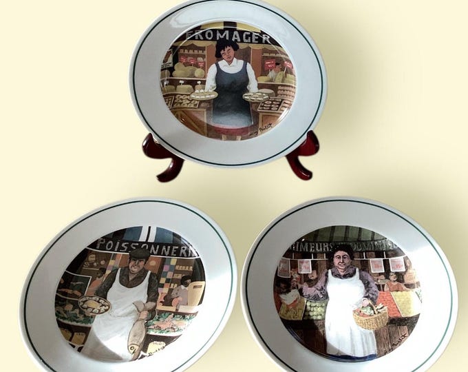 L’Efalage Collection Bread Salad Plates “The Shopkeepers” (3)