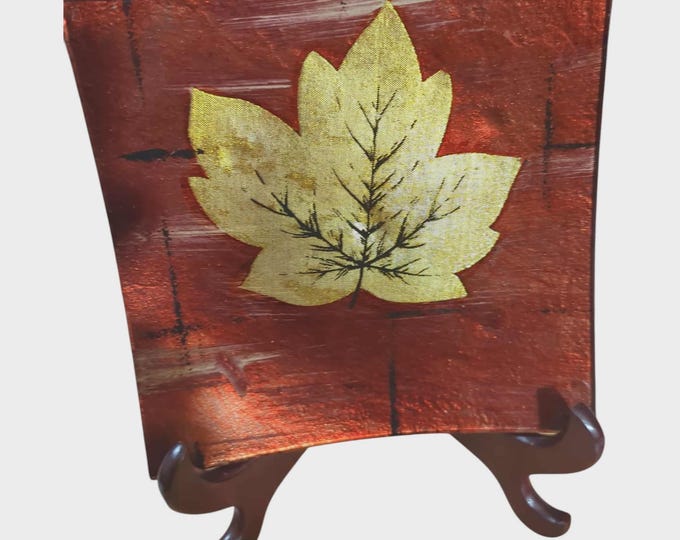 Vintage Red Leaf Glass Plate