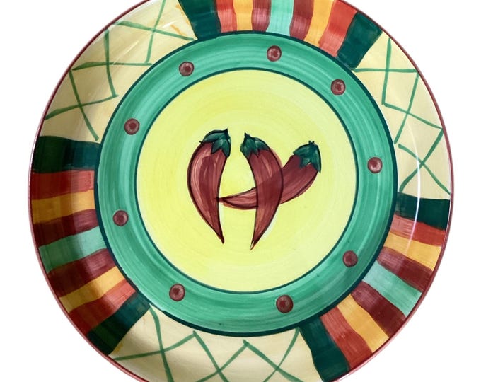 Vintage Ceramic Chili Pepper Serving Plate Bowl