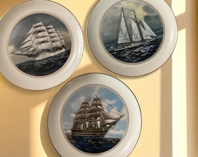 Vintage Plate- Danbury Mint- "Tall Ships Collection” Trio Limited Edition USA