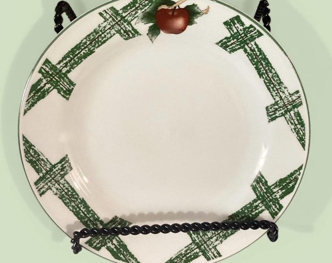 Citation Cades Cove Dessert Plates Set (4) Green Lattice Apple Ceramic