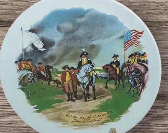 Vintage Patriotic American Revolution Decorative Plate “Surrender of Cornwell”