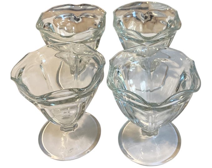 Anchor Hocking Clear Ice Cream Sundae Glasses (4) Vintage