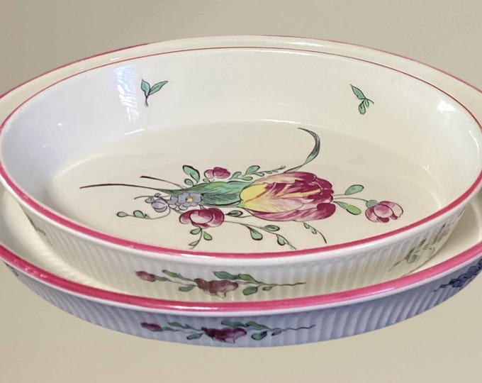 Vestal Strasbourg 2 Piece Serving Bowl Set Porcelain a Feu- France