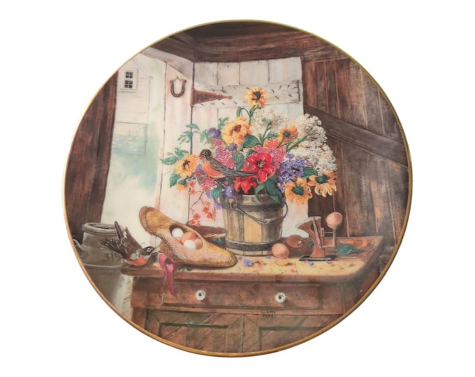 Vintage "The Morning Bouquet" Plate: Glenna Kurz Floral Art, W.S. George 1990