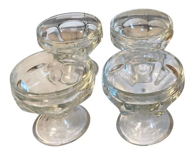 Federal Glass Footed Dessert Ice Cream Pudding Sherbet Cups (4) Vintage 3.5”