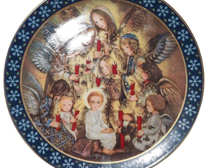 Vintage Sulamith Wulfing Christmas Plate: "The Angel's Vigil" 1985
