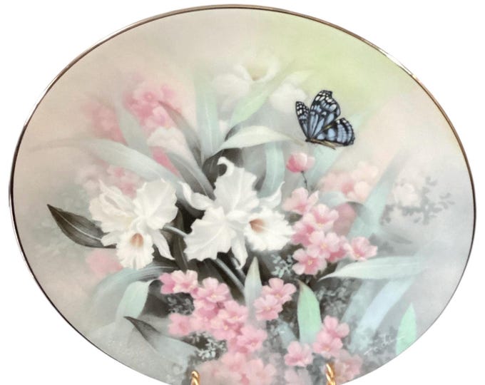 Vintage Knowles Collector Plate: “Sapphire Wings” Jewels of the Flowers 1991