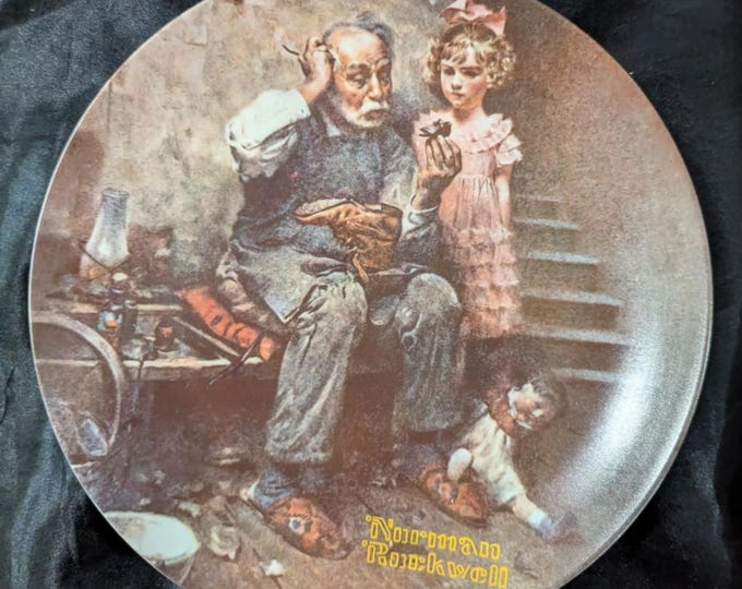 Vintage Norman Rockwell Collectible Plate: Knowles "The Cobbler" COA