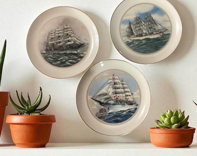 Vintage Plate- Danbury Mint- "Tall Ships Collection” Trio Limited Edition USA