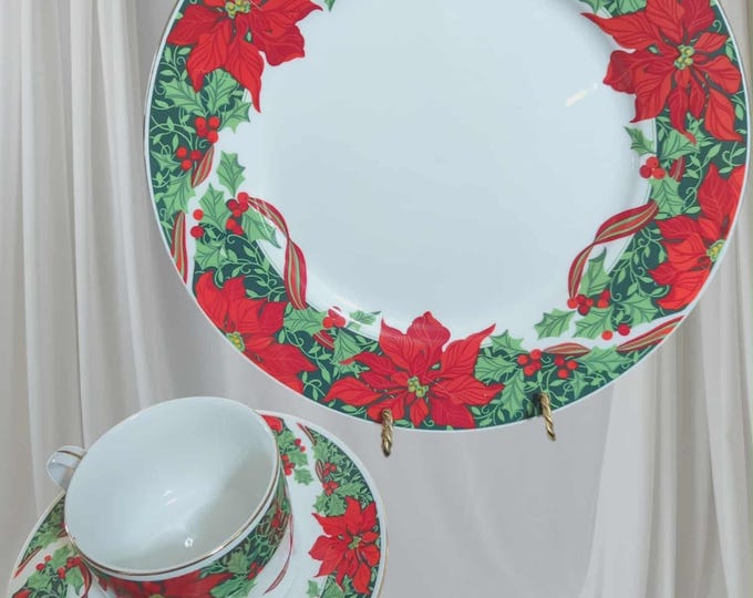 Gibson Poinsettia Dinner Plate Setting- Replacement Christmas