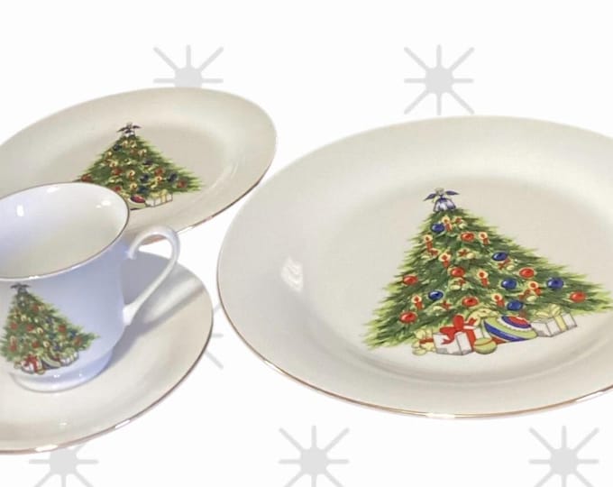 4 Piece Christmas Tree Place Setting Porcelain