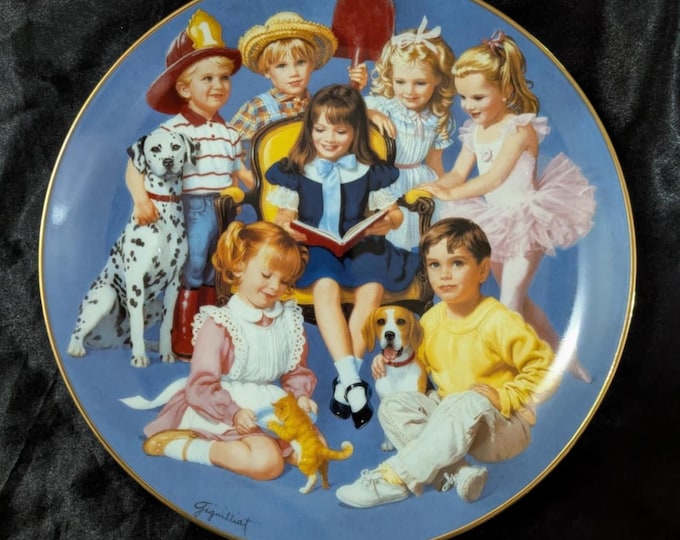 Vintage Plate- Danbury Mint- "Children Of the Week"- Come Gather Round BOX & COA
