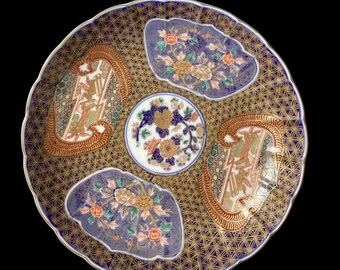 Vintage Plate- Arita Ware Wavy Plate- Japan- Floral Design