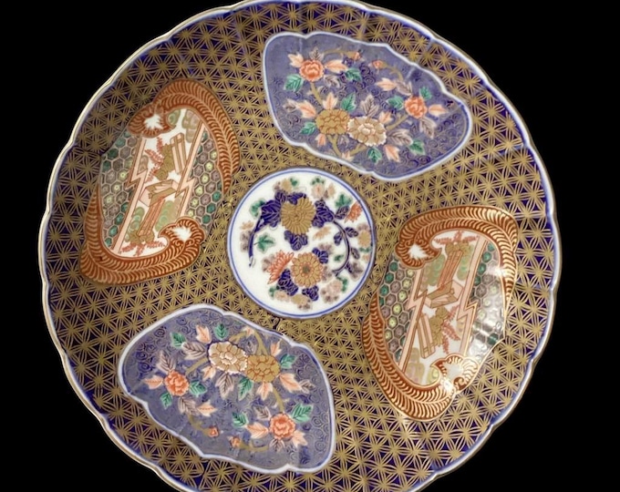 Vintage Plate- Arita Ware Wavy Plate- Japan- Floral Design