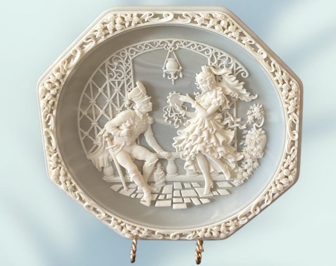 Vintage 9” 3-D Plate Love Themes From The Grand Opera “Carmen”, 1990 Light Blue