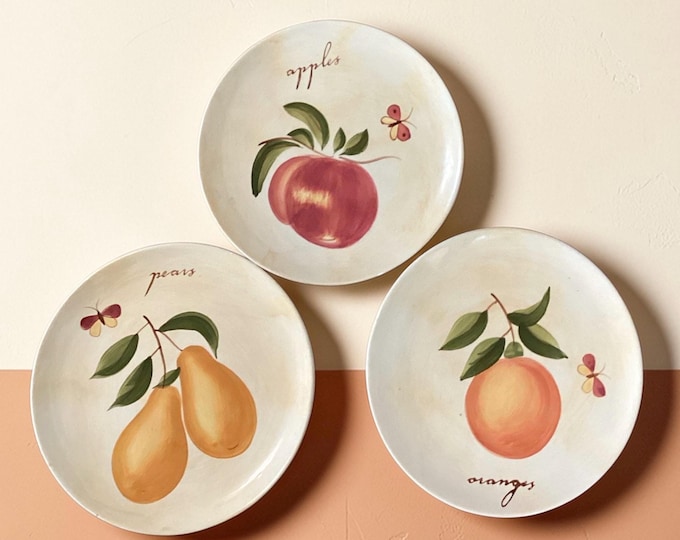 Vintage Pier One Classics Pears/Apples/Oranges Collectible Decorative Plates, 8"