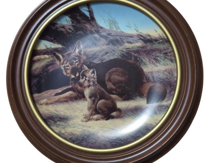Vintage W.S. George Collector Plate: Red Wolf Endangered Species Series WITH FRAME