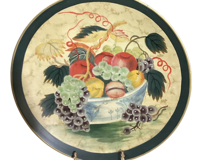 Vintage Hand-Painted Fruit Decorative Plate, 10"