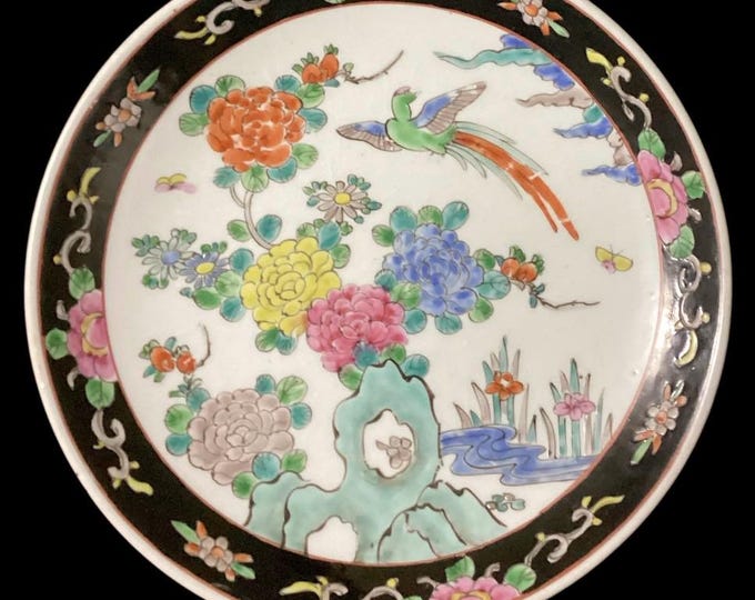 Vintage Japanese Decorator Plate- Hand Painted Polychrome