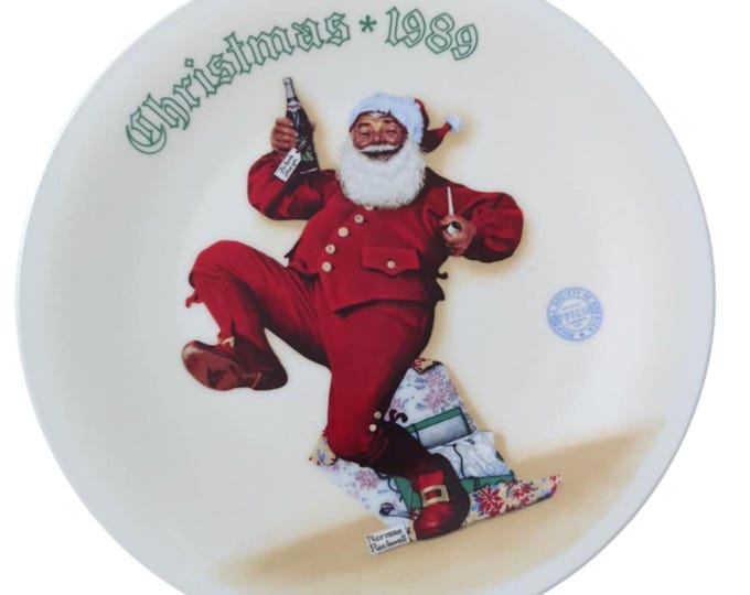 Vintage Norman Rockwell Christmas Collectible Plate Knowles "Jolly Old St. Nick"