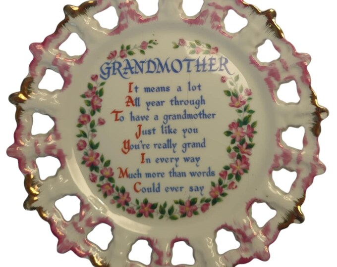 Vintage Grandmother's Decorator Plate 8" Cut Out Porcelain