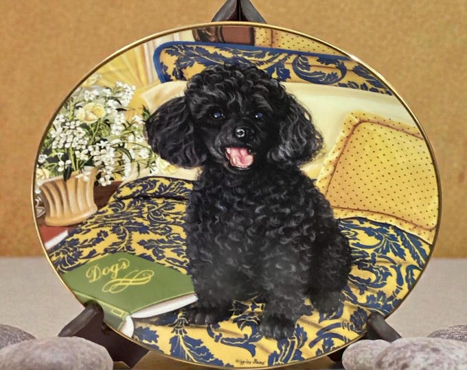 Vintage Porcelain Plate “Cozy Companion” Danbury Mint Collection POODLES 8.25”