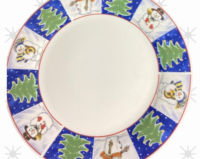 Christmas Royal Norfolk Snowman 10” Dinner Plate Dish Blue White Replacement