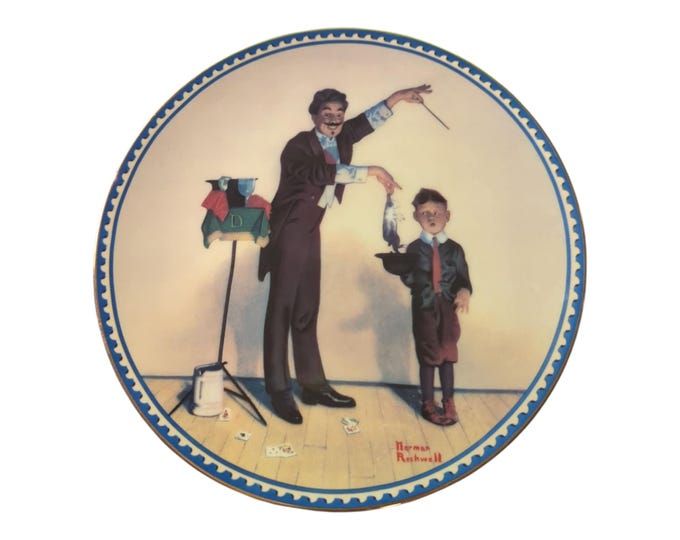 Vintage Norman Rockwell Collectible Plate-Knowles Innocence and Experience Series Plate #3- "The Magician"