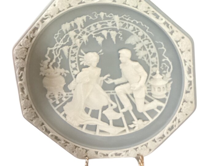 Vintage 9” 3-D Plate Love Themes From The Grand Opera “Manama Butterfly”, 1990 Light Blue