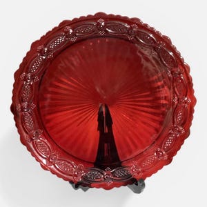 Vintage Avon 1876 Ruby Red Glass Dinner Plate Platter
