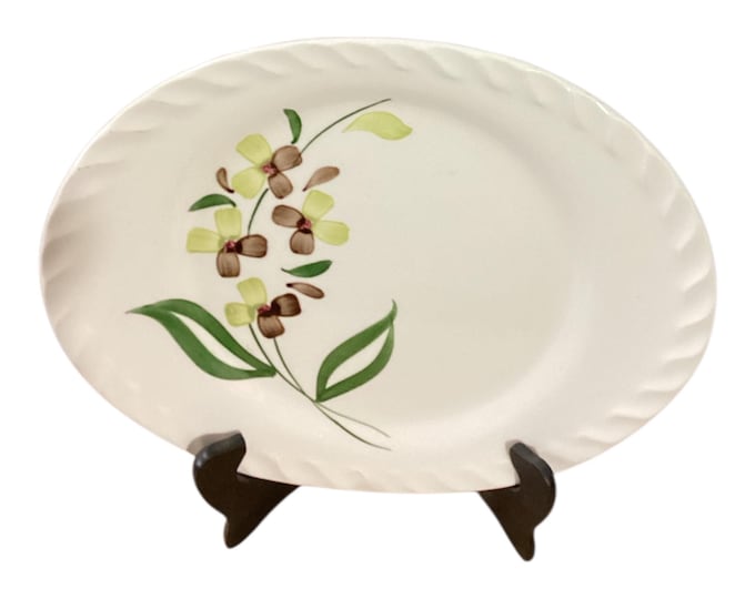 Blue Ridge Southern Pottery Spray Platter Brown Green Piecrust Edge 12”