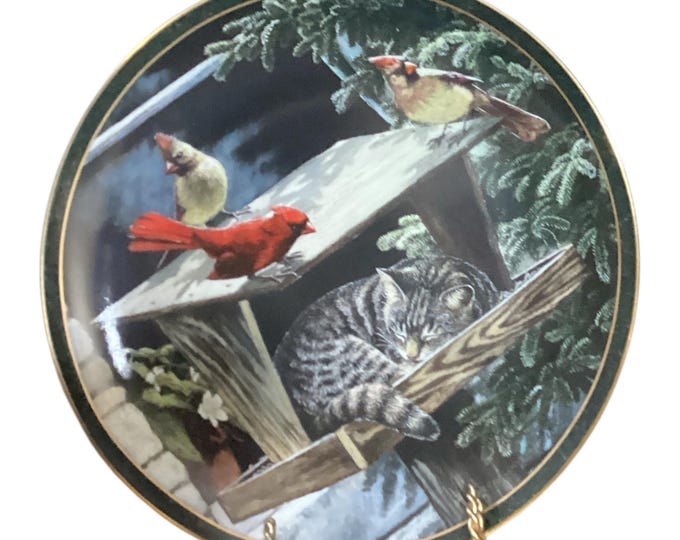 Vintage Porcelain Plate “Cat Nap” Bradford Collection NOSY NEIGHBORS 8.25”