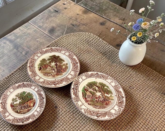 Royal Staffordshire plate, pottery "Rural Scenes", AJ Wilkinson, England Replacements