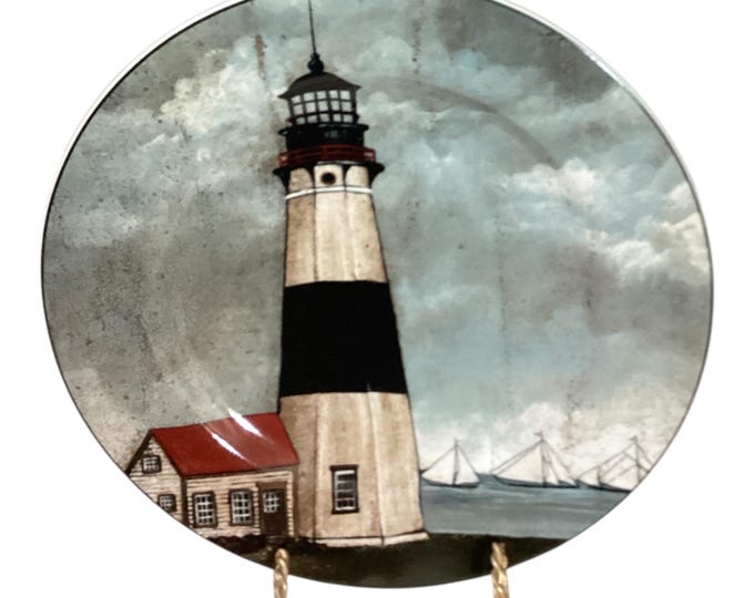 Vintage Sakura David Carter Brown Lighthouse 'By the Sea' Salad Plate 8.25” 2001