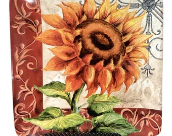 Plato llano cuadrado Tuscan Sunflower de 26,7 cm (10,5 pulgadas), repuesto certificado internacional