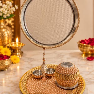 Karwa Chauth Pooja Thali Set: Traditional Indian Fasting Ritual