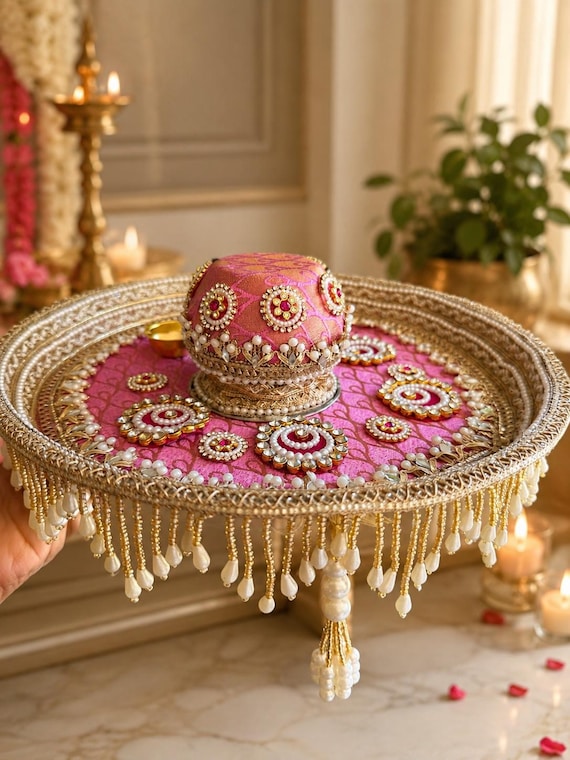 Handmade Pooja Thali Set: Stainless Steel Pooja thali for weddings, festivals and special occasions