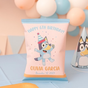Bluey Birthday Party Chip Bag Customizable Template Printable