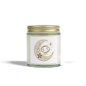 Cancer Zodiac Scented Candle | Celestial Crescent Moon Decor | Astrology Gift For Her | Star Sign Gift | Horoscope Gift | Scented Candles