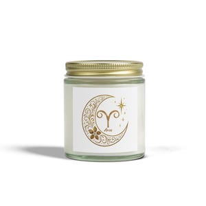 Aries Zodiac Scented Candle | Celestial Crescent Moon Decor | Astrology Gift For Her | Star Sign Gift | Horoscope Gift | Scented Candles