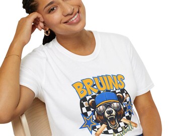 Bruins Bear Baseball T-Shirt | Vintage Mascot, Baseball Bats, checkerboard baseball