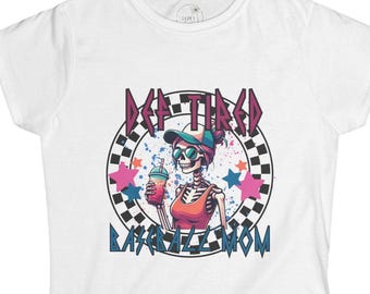 Def Tired Baseball Mom Tee | Checkerboard Punk Aesthetic