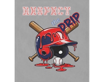 Baseball Blanket, Dripping Paint Helmet, Sports Fan Decor