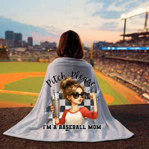 Baseball Mom Velveteen Plush Blanket | Cozy Throw for Baseball Enthusiasts, Gifts for Baseball Fans, Warm Blanket for Game Days