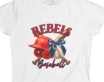 Rebels Baseball Women's Tee | Helmet, Bat & Baseball Graphic