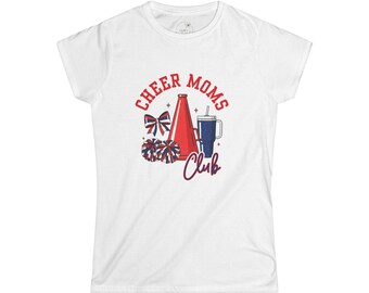 Cheer Moms Club Tee | Cheerleading Pom Poms, Megaphone, Bow Shirt